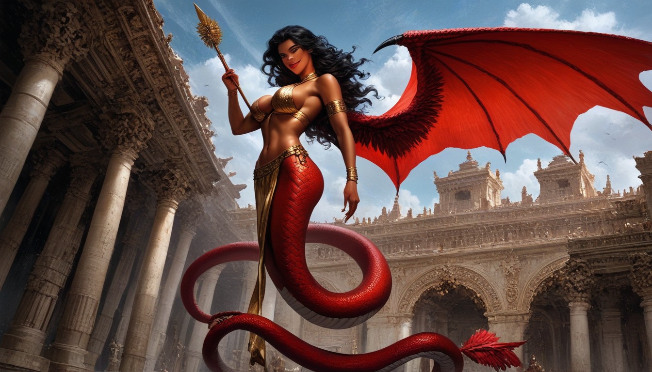 Dragon Forearms, Voluptuous, Dark Red Dragon Scales Hentai AI Porn