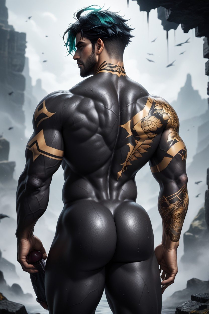 Rounded Ass, Muscle Ass, Tattoos Pornografia gay com IA