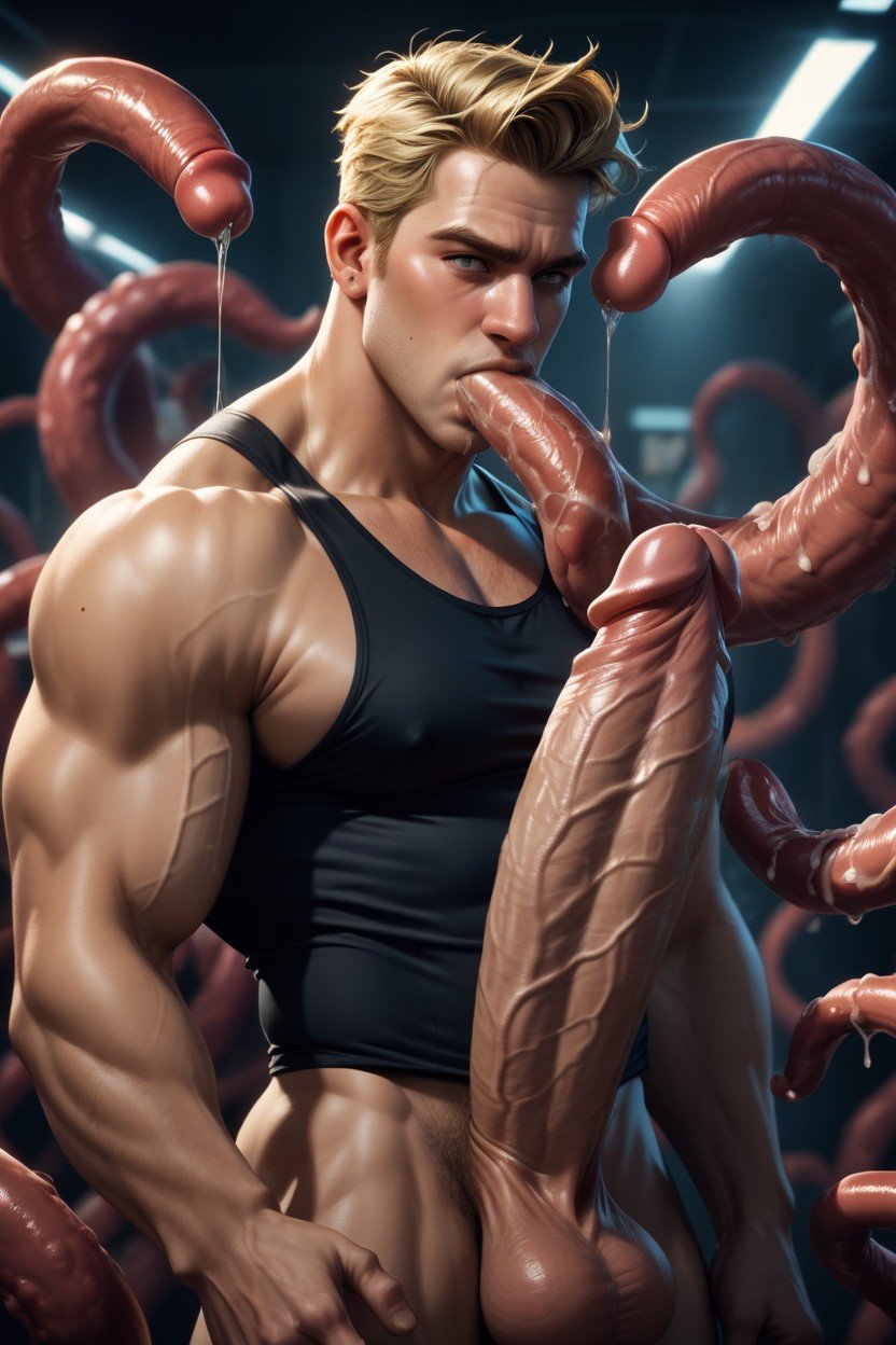 Suck Tentacles, Massive Cock, Muscular Pornografia gay com IA