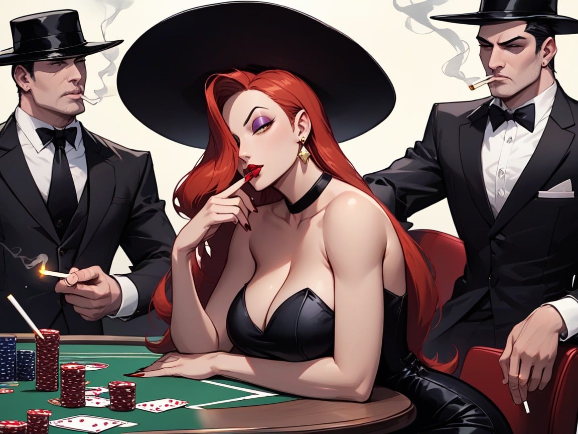 Black Dress, Jessica Rabbit, Noir Pornografia peluda com IA