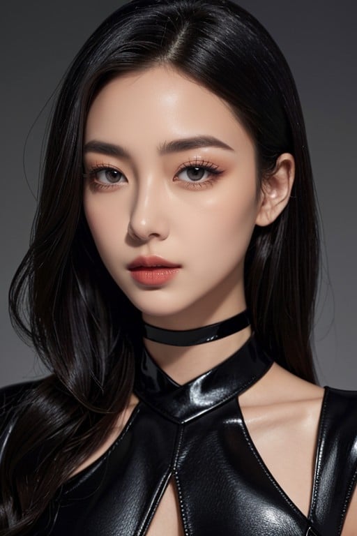 Slightly Tousled For A Sensual, Porcelain Like, With Deep Brown Or Black Irises Reflecting The Ambient Neon Lights Her Nose Is Delicate And Slightly UpturnedPorno IA Asiatique