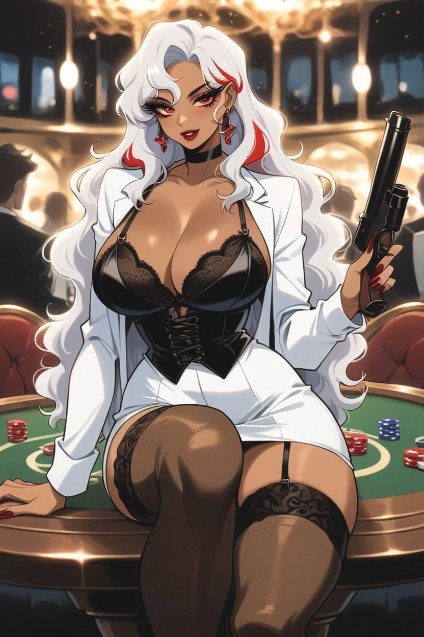 Dark Tan Skin, Black Jack Table, Perfect EyesAI黃漫