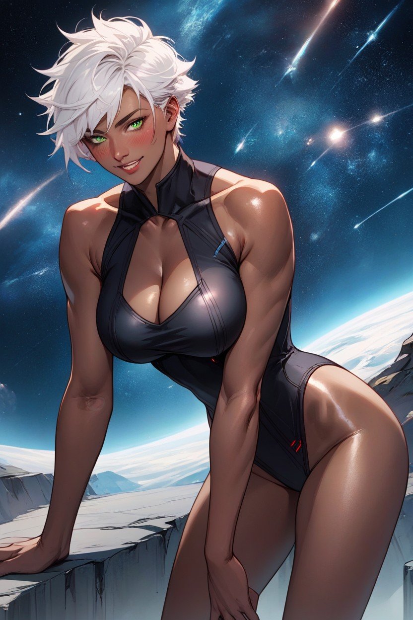 Vaisseau Spatial, White Hair, Cheveux Très CourtsPorno IA Hentai