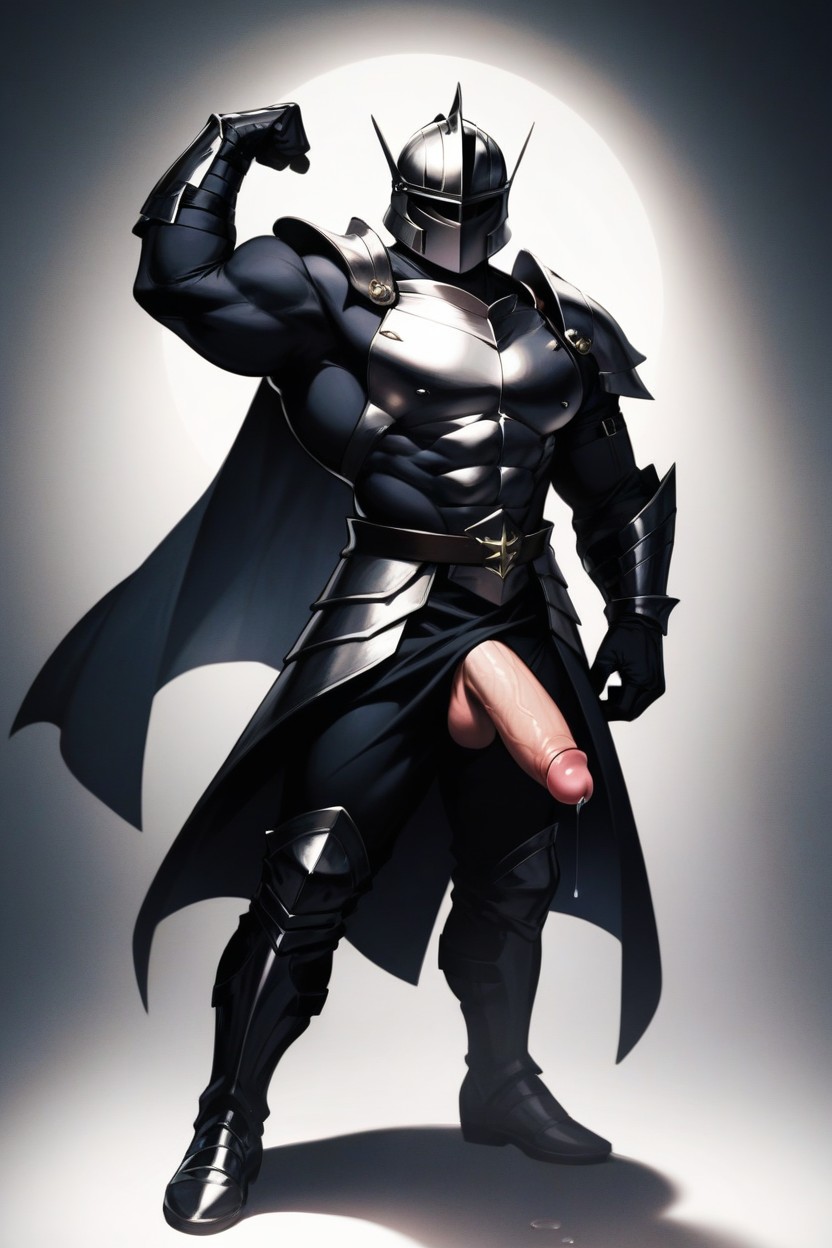 Six Pack Abs Imprinted On Armor, Tall Height, Penis Standing Up Straight AI Gay Porn