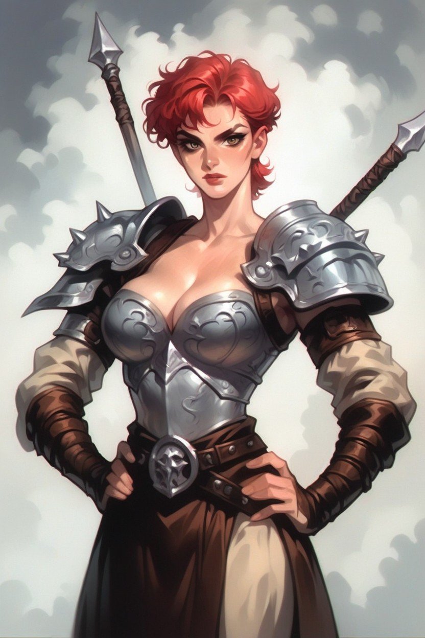 Grey Background, Barbarian Armor, 18+Porno IA Hentai