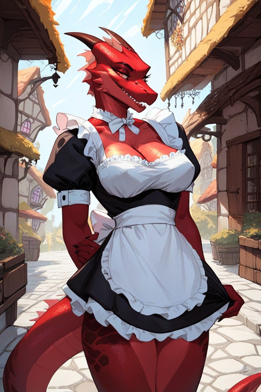 Female, Smile Face, Clothes Maid Pornografia peluda com IA