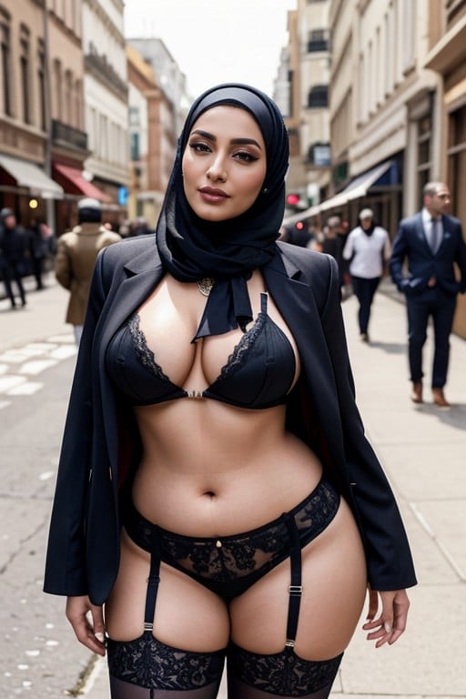 Tanga, Beautiful Persian Woman Wearing Hijab With Curvy Body Large Hips And Large Breasts In A Crowded Street, 18+Furry IA