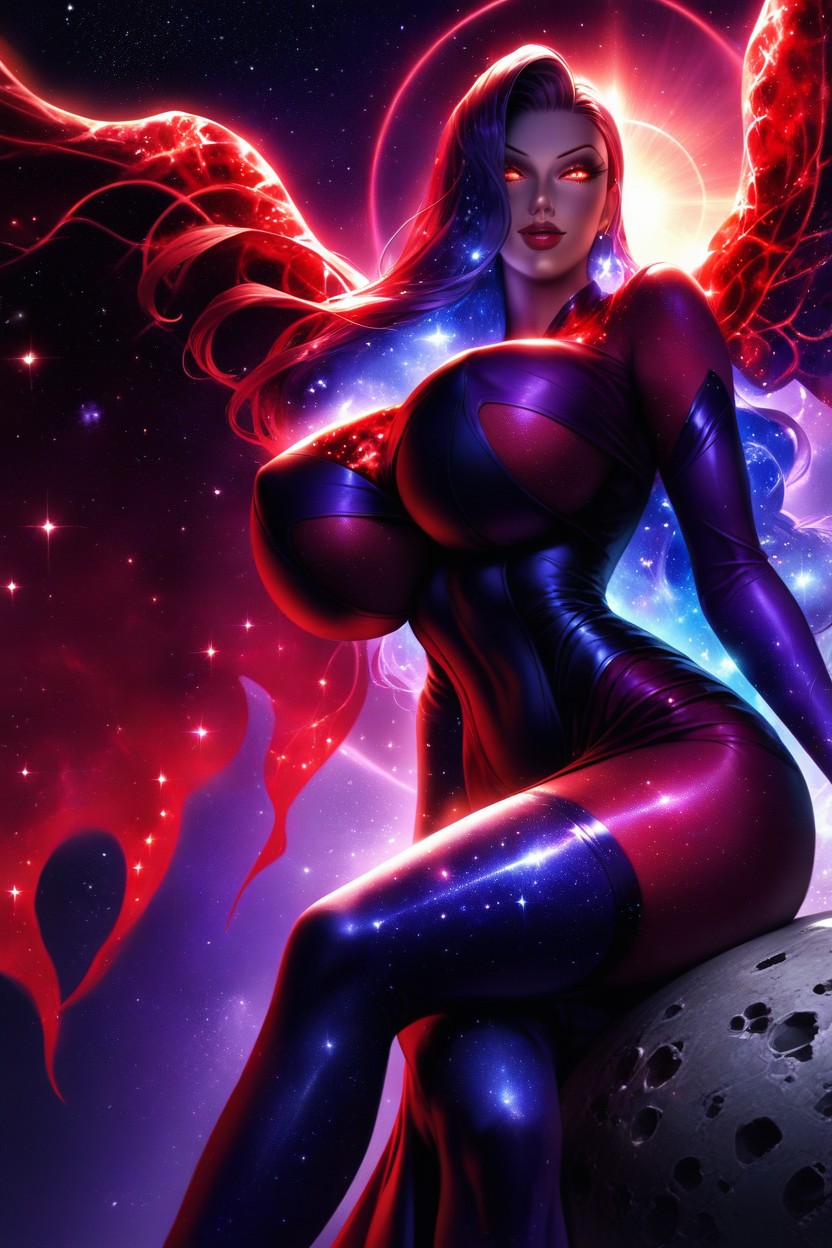 Busty, Purple Cosmic Clothes, Cosmic Skin Hentai AI Porn