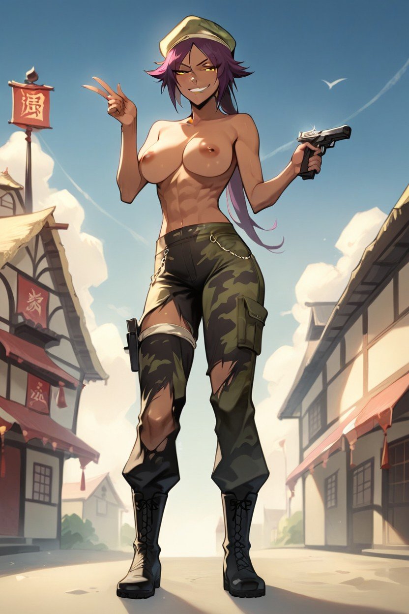 Full Body, Holding Pistol, Soldier Shemale AI Porn