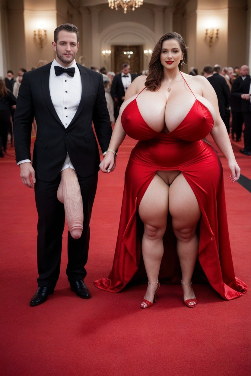 Full Red Runway Carpet, Tall Man, Velvet Red Runway Carpet Pornografia peluda com IA