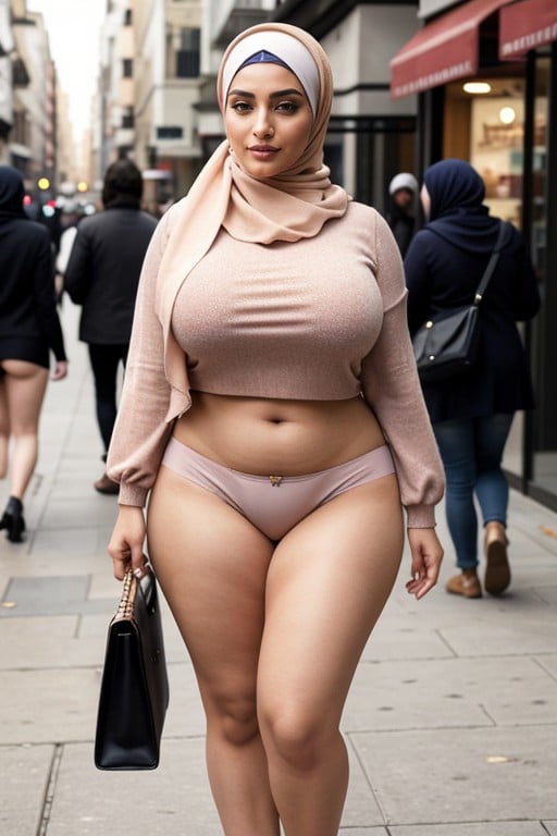 Gros Cul, 18+, Beautiful Persian Woman Wearing Hijab With Curvy Body Large Hips And Large Breasts In A Crowded StreetPorno IA Asiatique