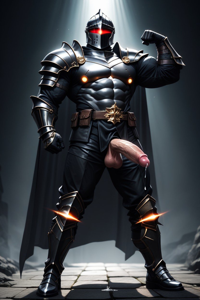 Long Penis, Six Pack Abs Imprinted On Armor, Black Armor BootsPorno gay IA