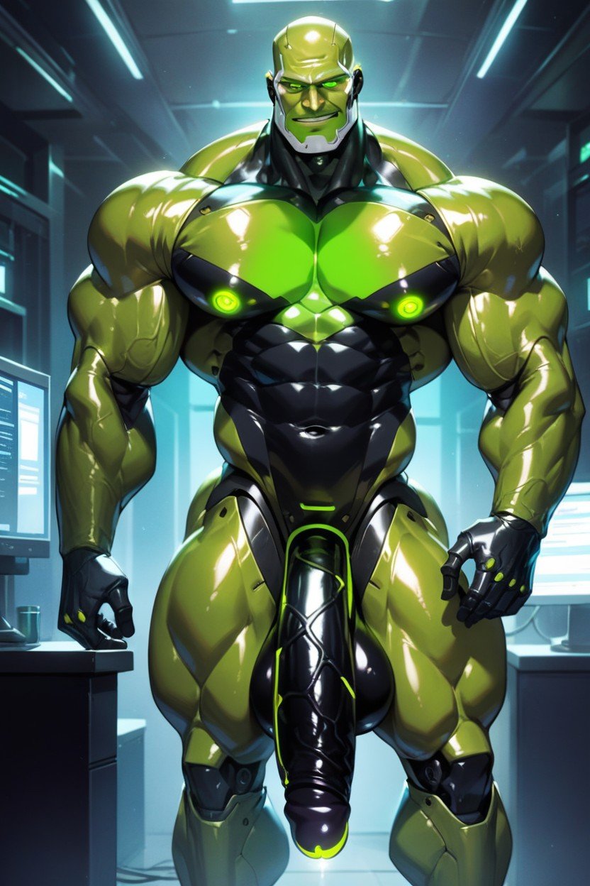 Laboratory, Shiny Skin, Robot Has Hyper Dick Pornografia gay com IA