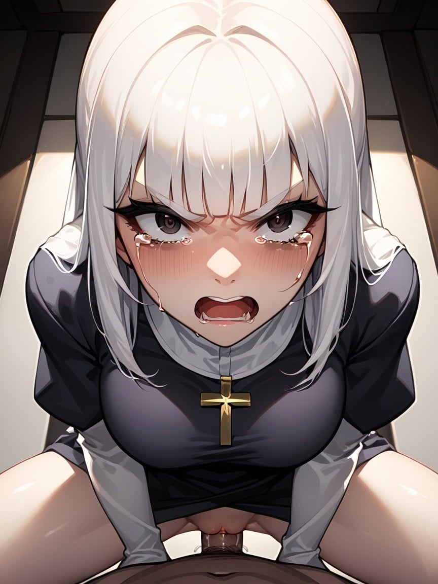 Looking Up At Viewer, Top Down, Priests Woman Hentai AI Porn