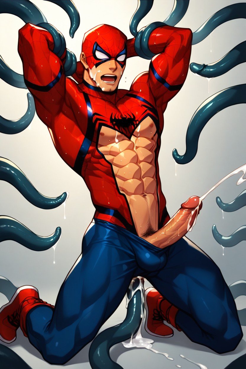 Spidermanfrom The Video Game Marvel's Spiderman, 팔 위로, Moaing게이 AI 포르노