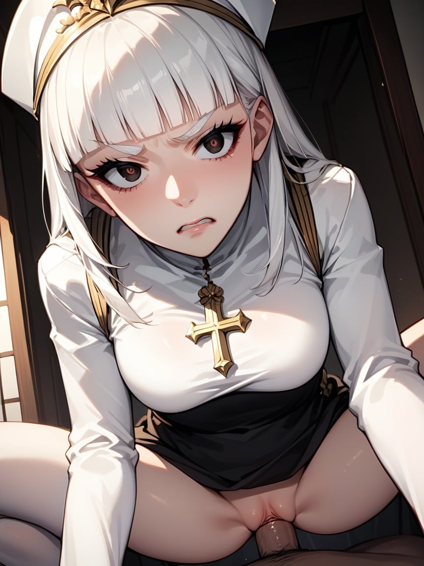 Priests Costume, Disgusted, Thick Eyelashes Hentai AI Porn