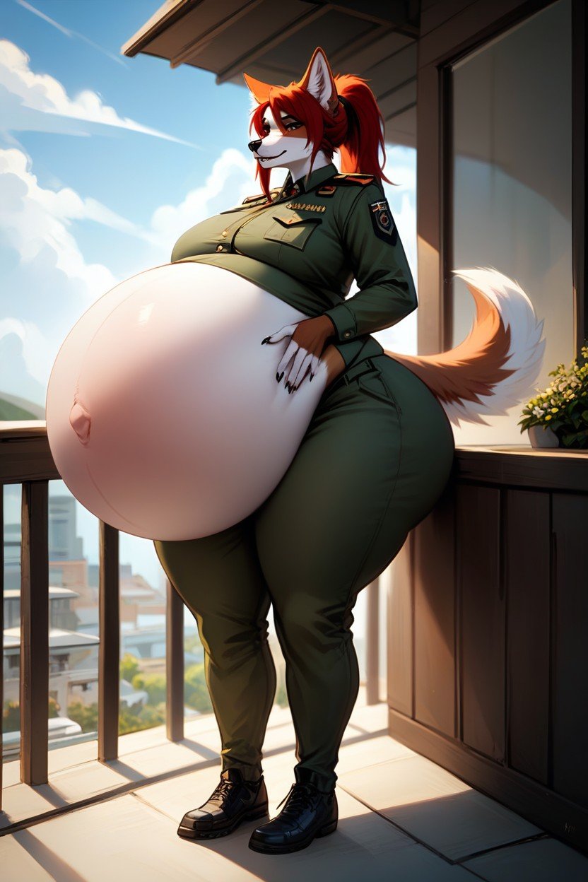 Pregnant, Gigantic Belly, Full Term Pregnancy Furry AI Porn