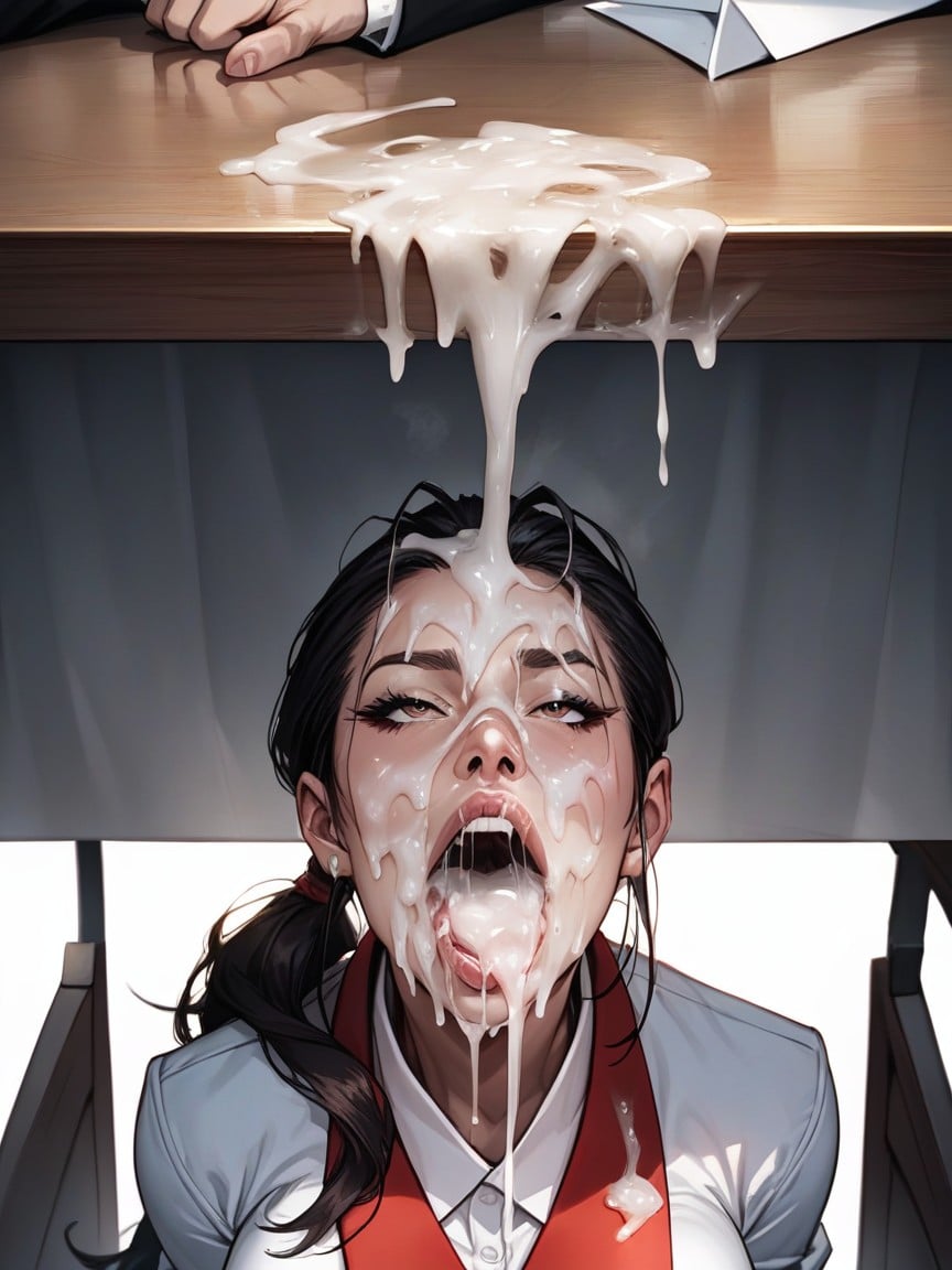 Cum Dripping From Mouth, 전신, 긴 길이퍼리 AI 포르노