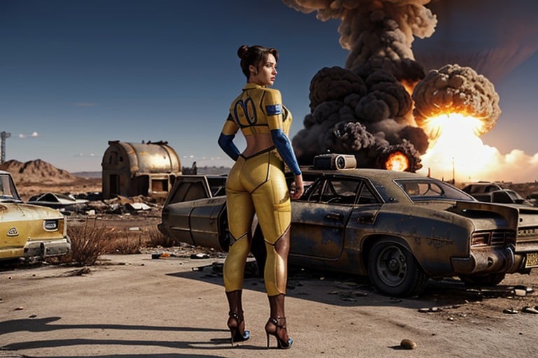 Blue Eyes, Backgroundnuclear Explosion In The Fallout Wasteland, HairPorno IA transsexuelle