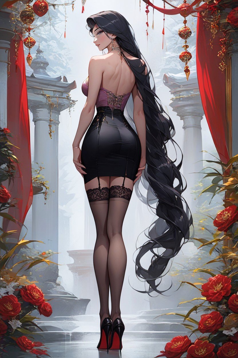 Stiletto High Heels, Black Skirt, Person퍼리 AI 포르노