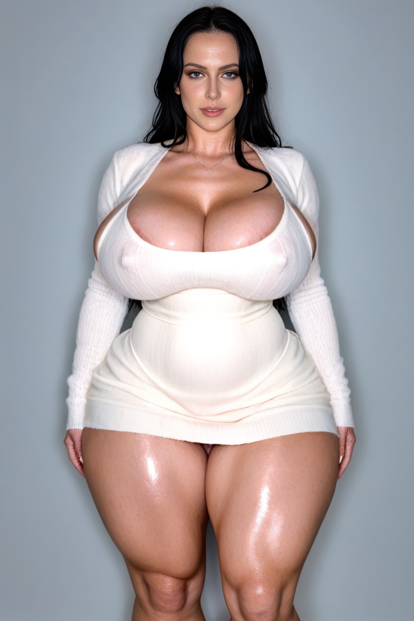 Standing, Round Hyper Thick Toned Curvy Thunder Thighs, Height Deficiency AI Porn