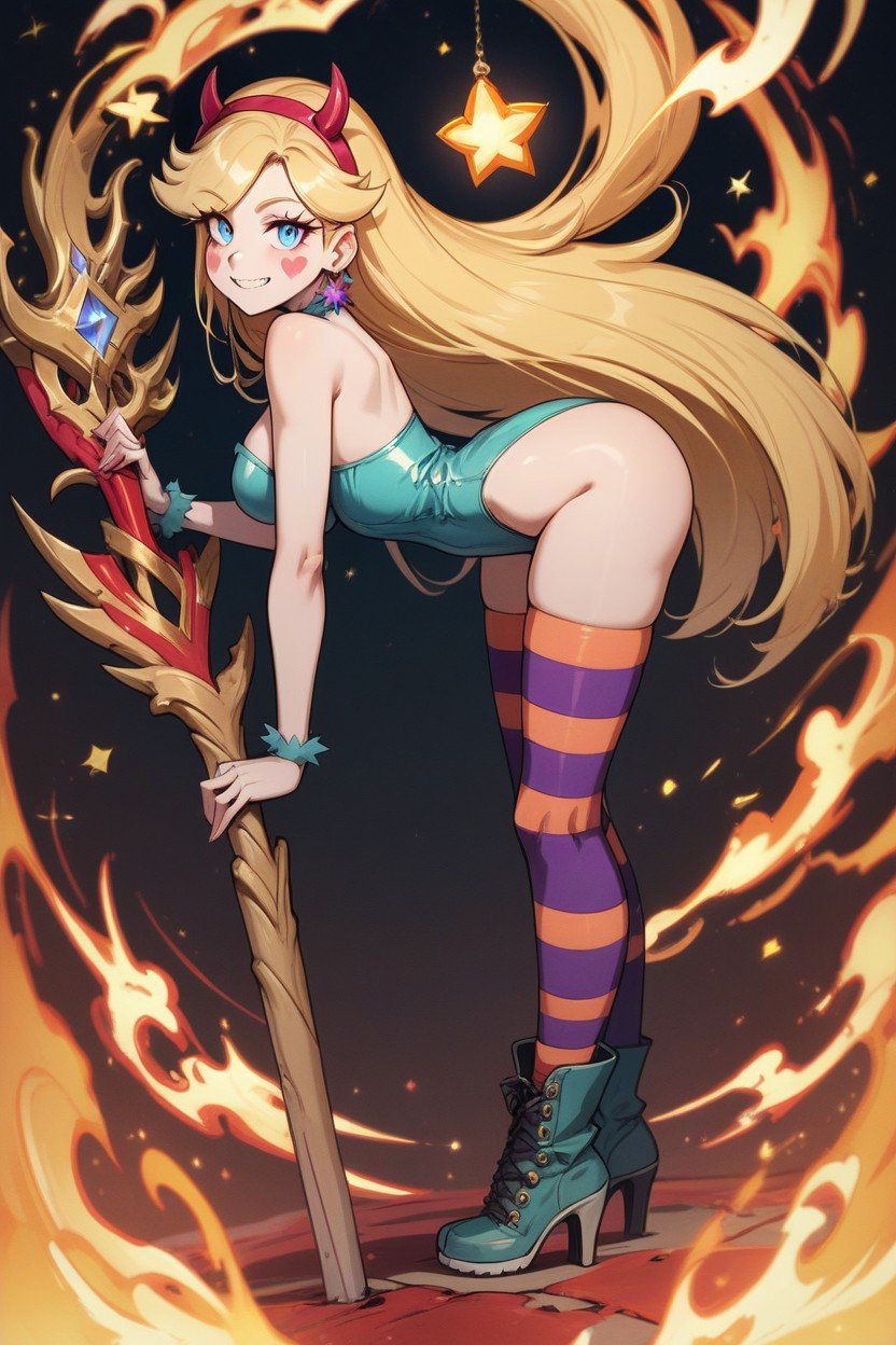 Perfect Anatomy, Striped Highthigh Socks, Blonde HairヘンタイAIポルノ