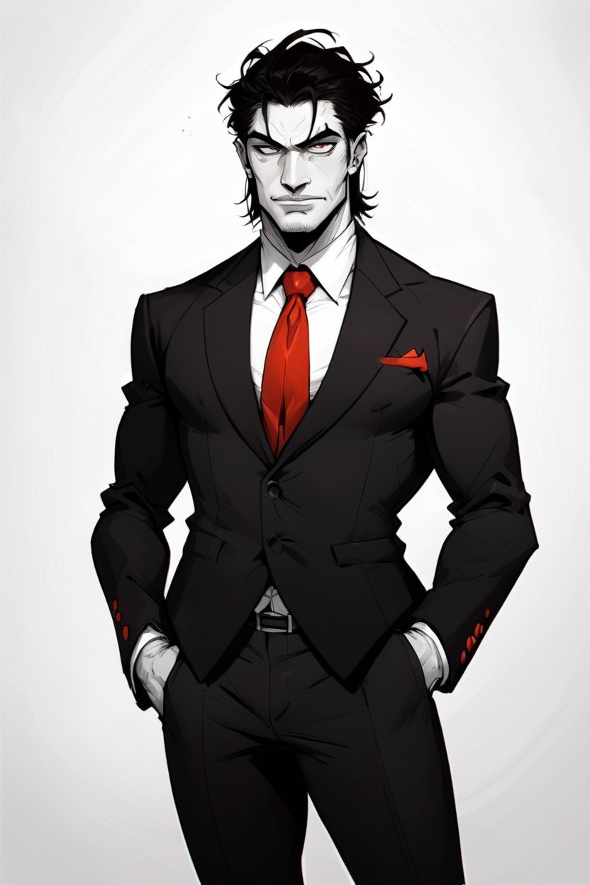 Large Dick, Red Tie, SuitヘンタイAIポルノ