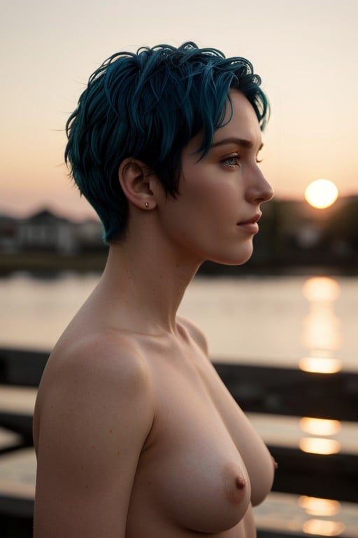 Short Length, Naked, Blue Hair Furry AI Porn