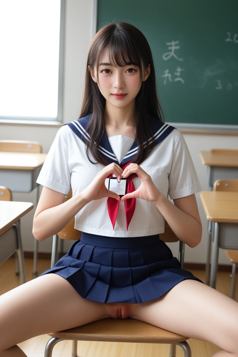 Heart Hands Gesture, しのみや かぐや, Looking At Viewer Pornografia peluda com IA