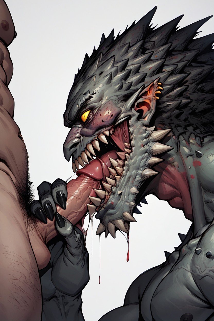 Handjob, Deepthroat, Gigantig Horror CreatureゲイAIポルノ