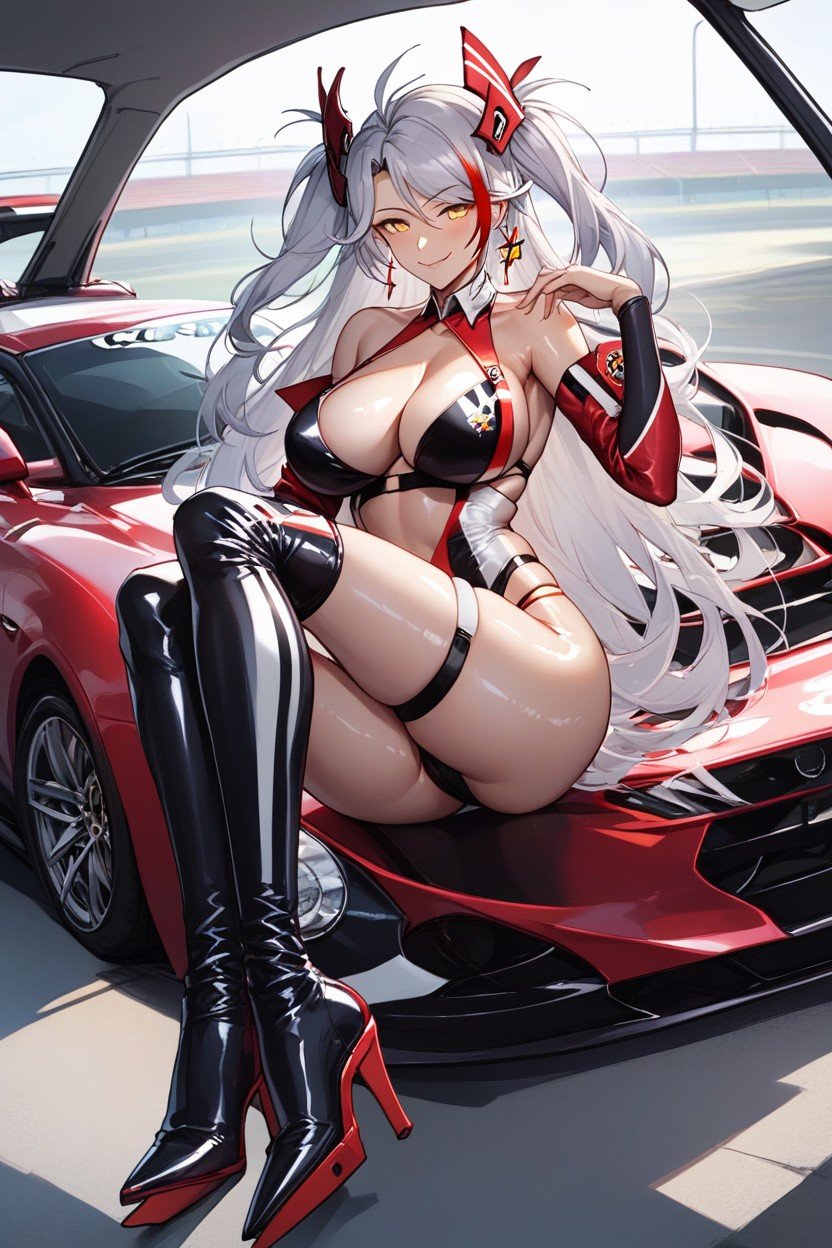 Silver Hair, On The Car, Prinz Eugen From Azur Lane Furry AI Porn