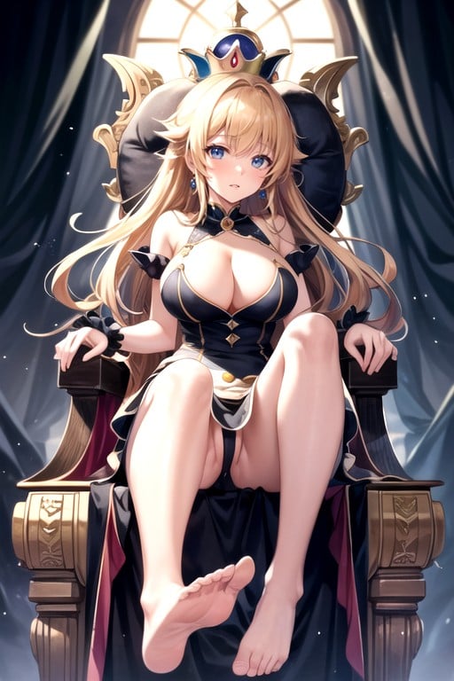 Sitting On Throne, Round Breasts, Tits Exposed헨타이 AI 포르노