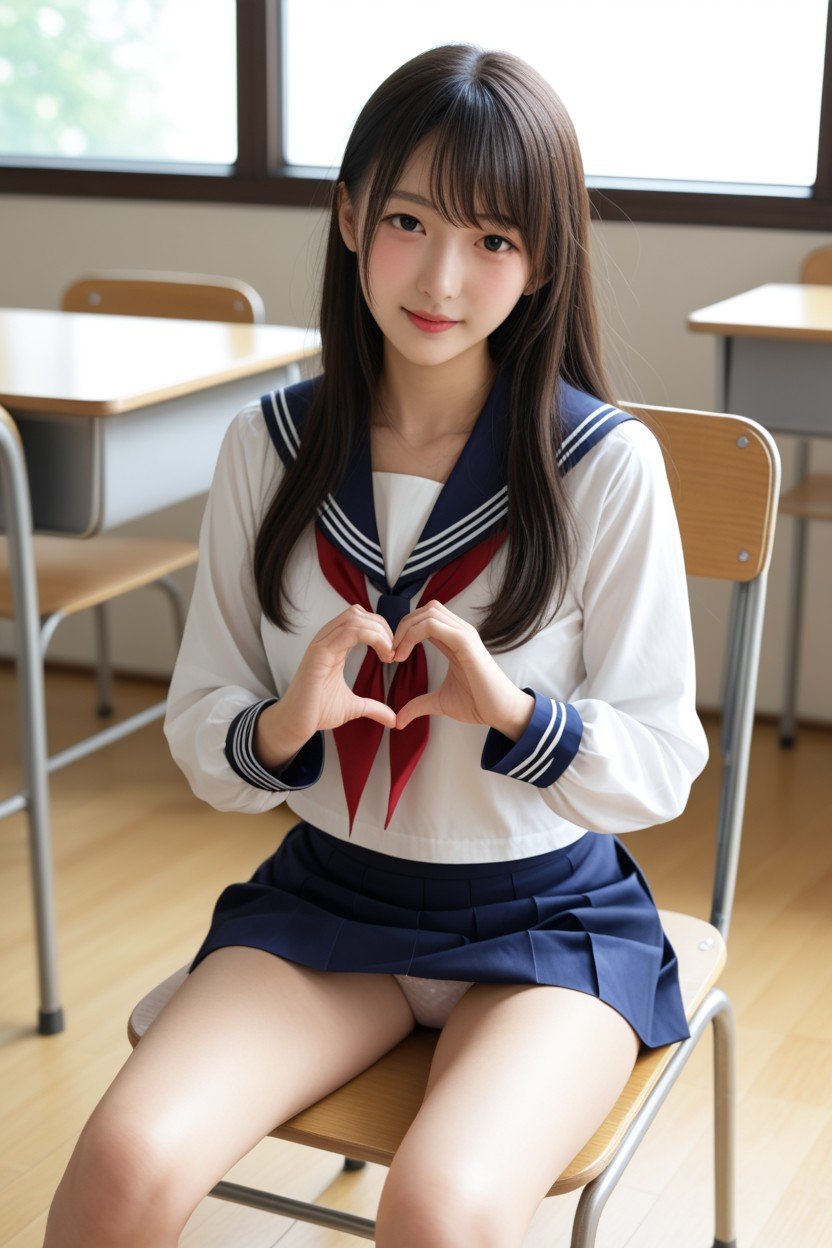 Heart Hands Gesture, にっこり笑う, 18+アジアのAIポルノ