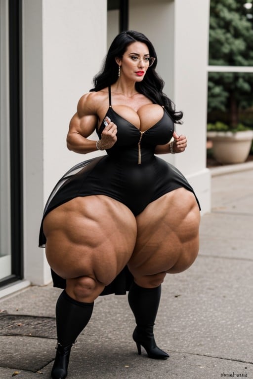 Extremely Musculated, Muscular Striated Thighs, Bride Travesti IA Pornô