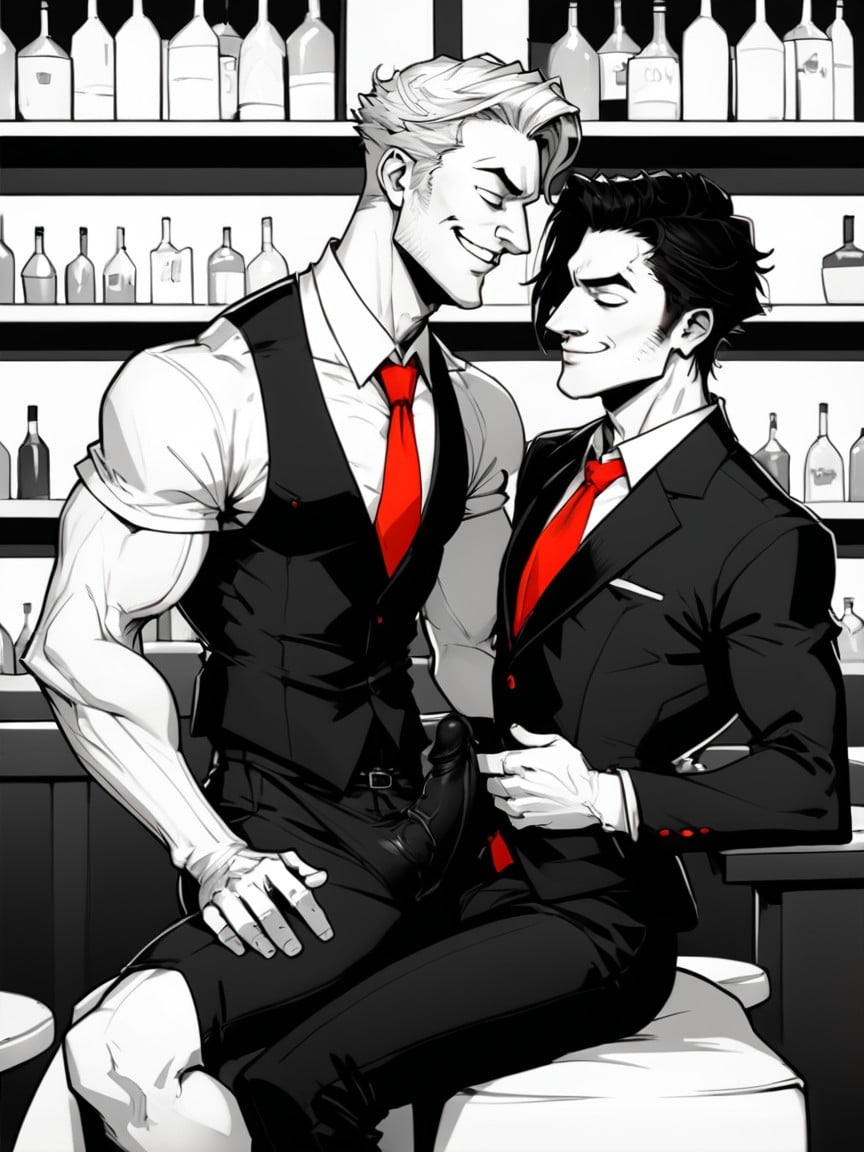 Dick Out, Dark Hair, Bar BackgroundAI黃漫