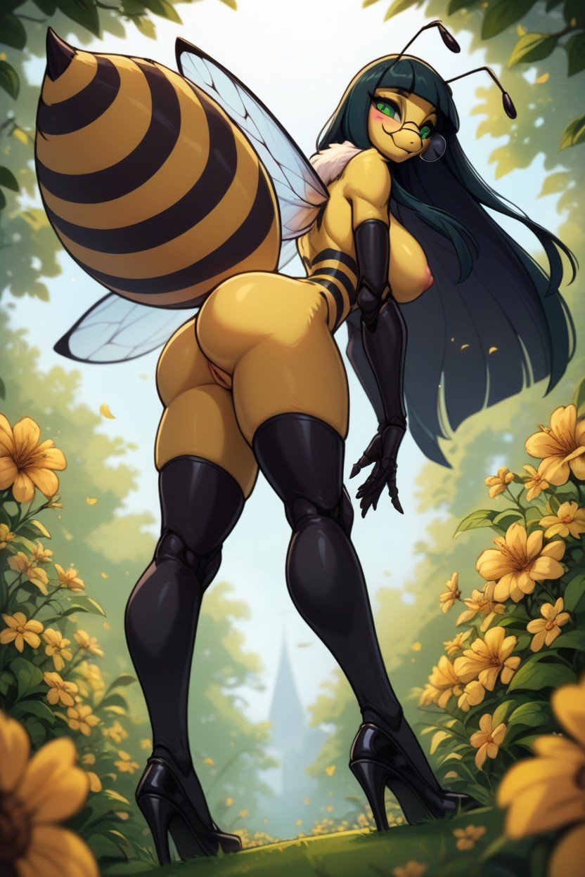 Bee, Insect Arms, Green Eyes퍼리 AI 포르노