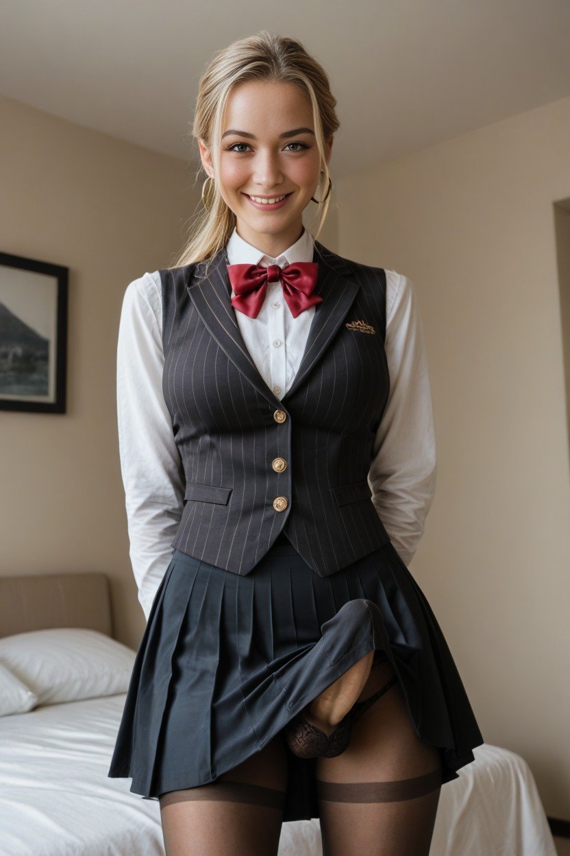 Dark Red Tie Bow Tie, Black Collar Vest, Pantyhosesites.postSEOTitles