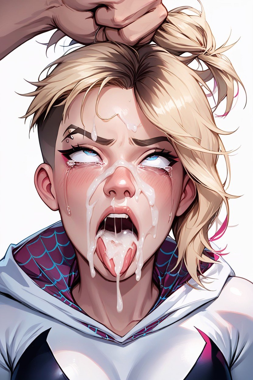 Tongue Out, Cum Leaking Out Of Mouth And Nose, 目を転がすファーリーAIポルノ