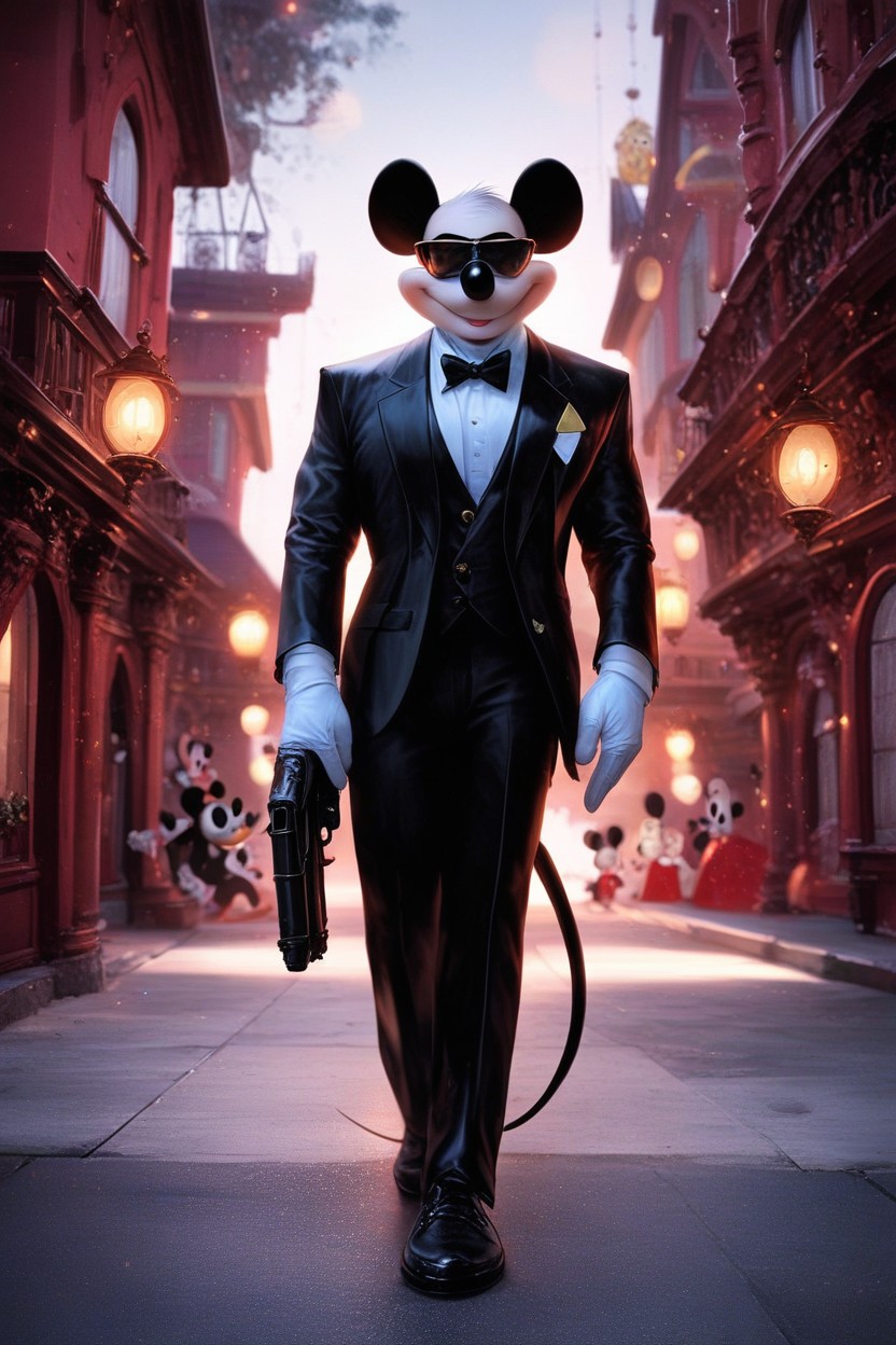 Outside, Black Suit, Gold Rings Furry AI Porn