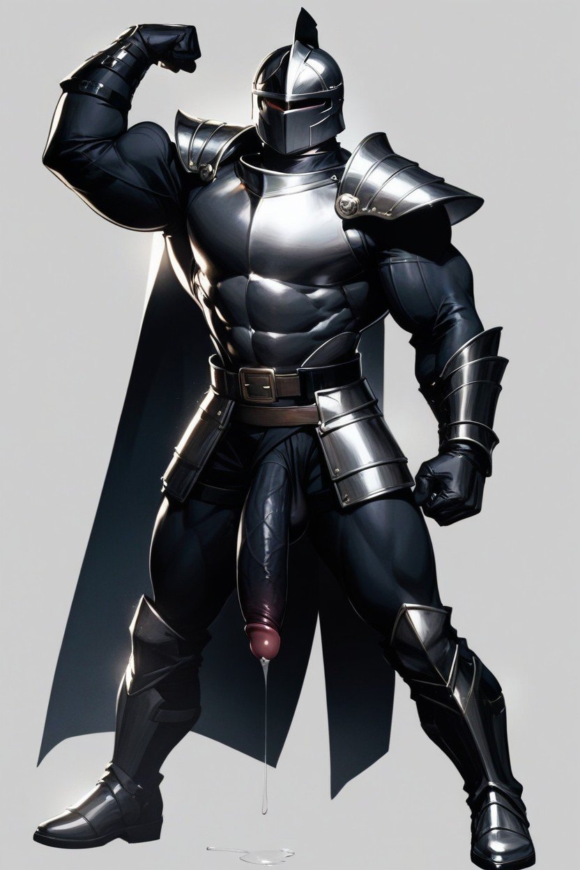 Black Armor Boots, Dynamic Pose, Front Side ViewPorno IA Gay