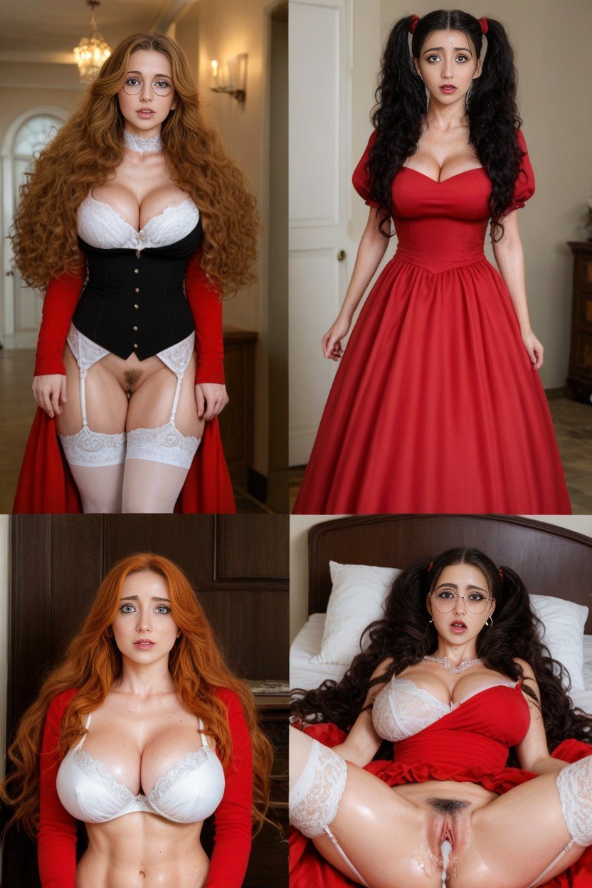 Fluffy Ball Gown, Wide Eyes, Before And After Travesti IA Pornô