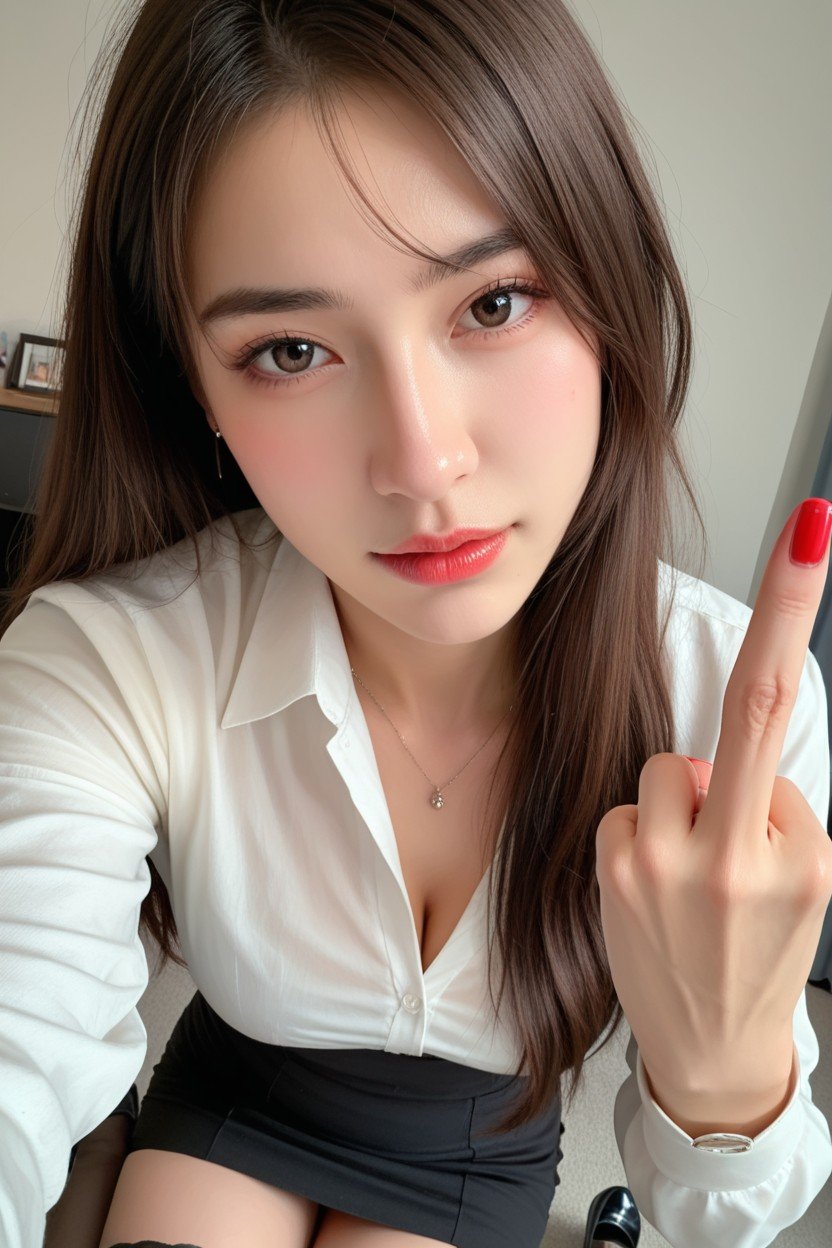 Raising Middle Finger, Hdr, Chinese Idol Asian AI Porn