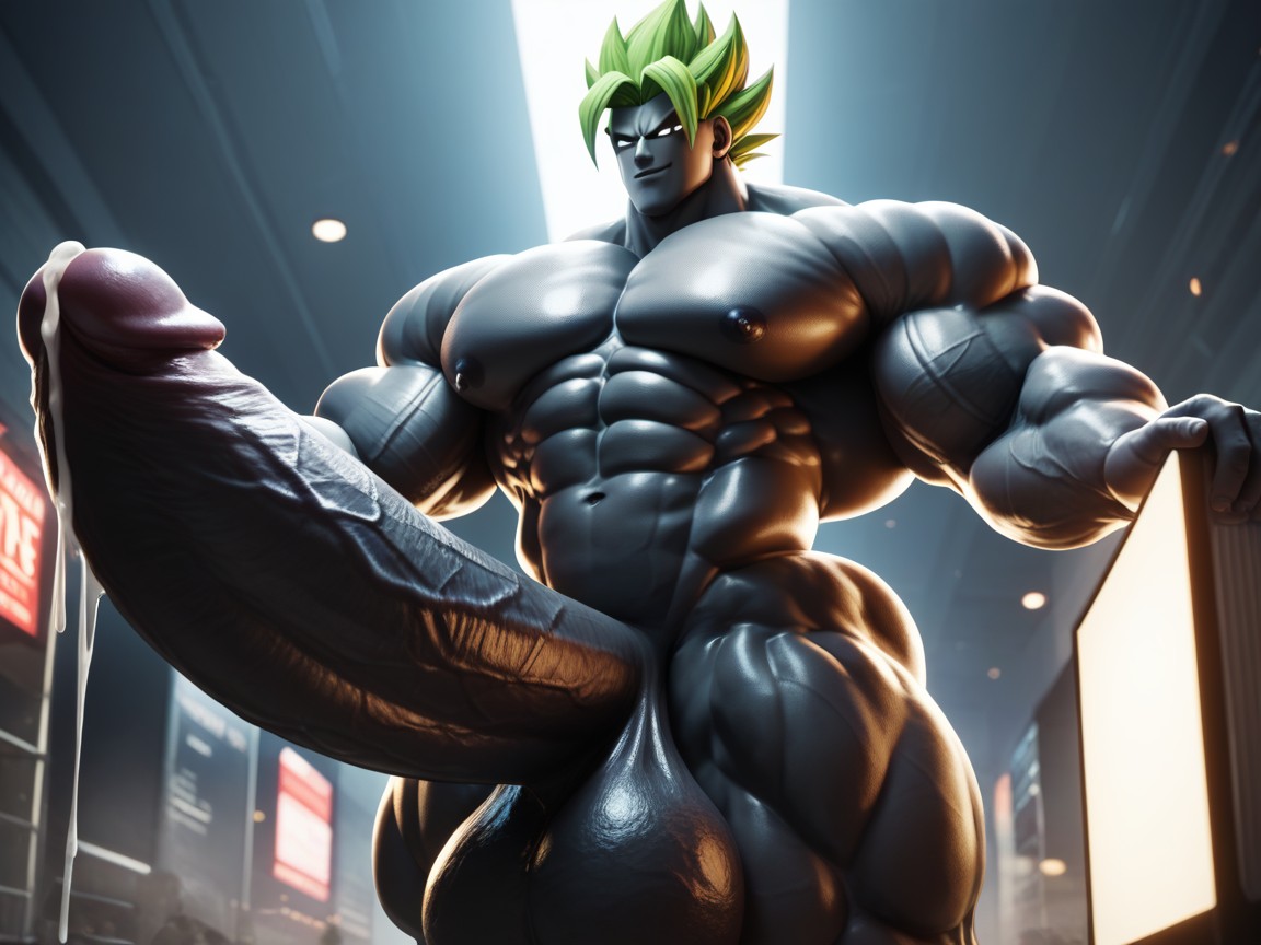 Hyper Cock, Black Skin, Green Hair AI Gay Porn