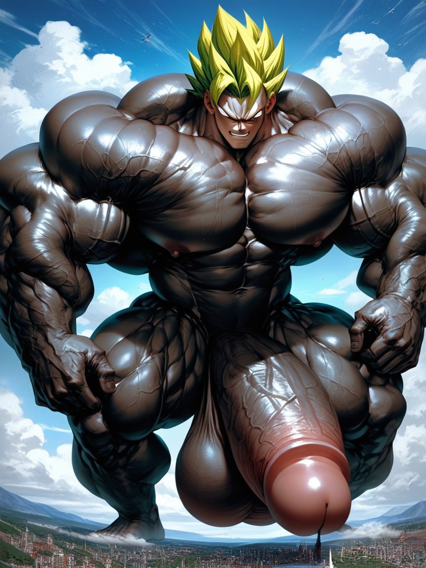 Hyper Penis, Extreme Proportions, Green Hair AI Gay Porn