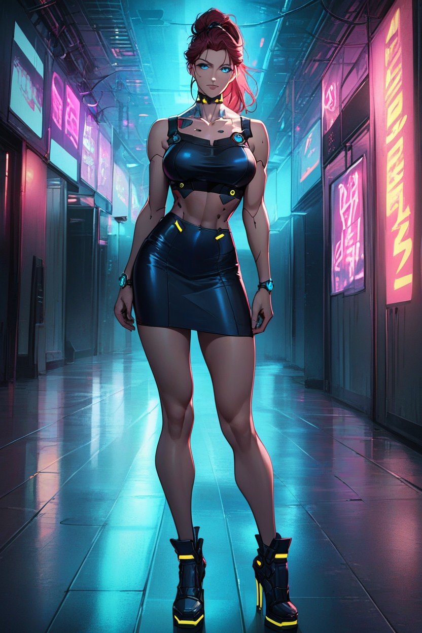 Cyberpunk Heels, Detailed Face, Cyberpunk Graphic Shirt퍼리 AI 포르노