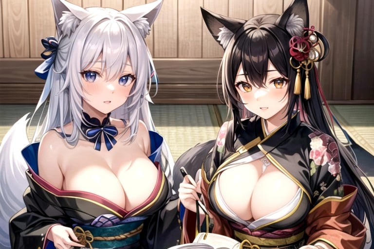 One Woman, Two Women Yokozuwari, Fox Ears Pornografia peluda com IA