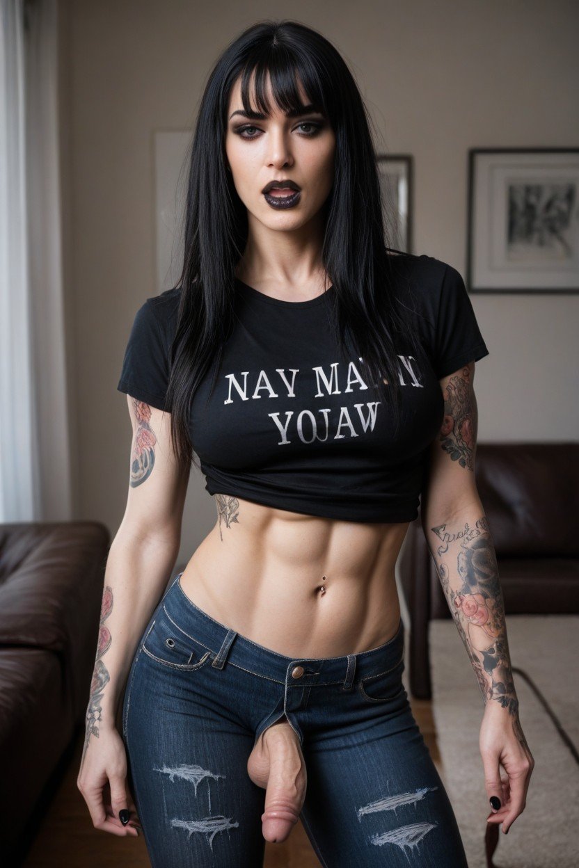 Orgasmo, Gothic Woman, Tatuagem Travesti IA Pornô