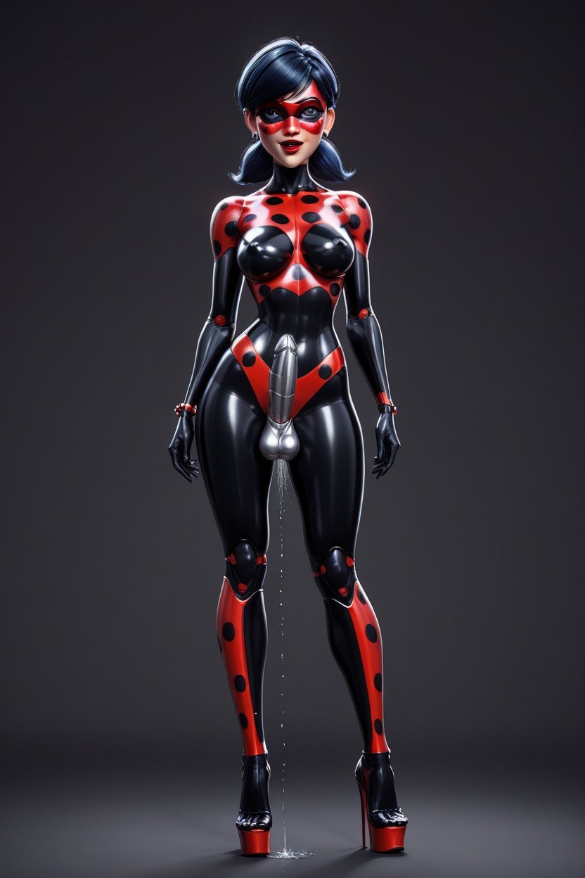 Marinette From Miraculous Ladybug Robotized, 18+, Metallic Balls Glowing Travesti IA Pornô