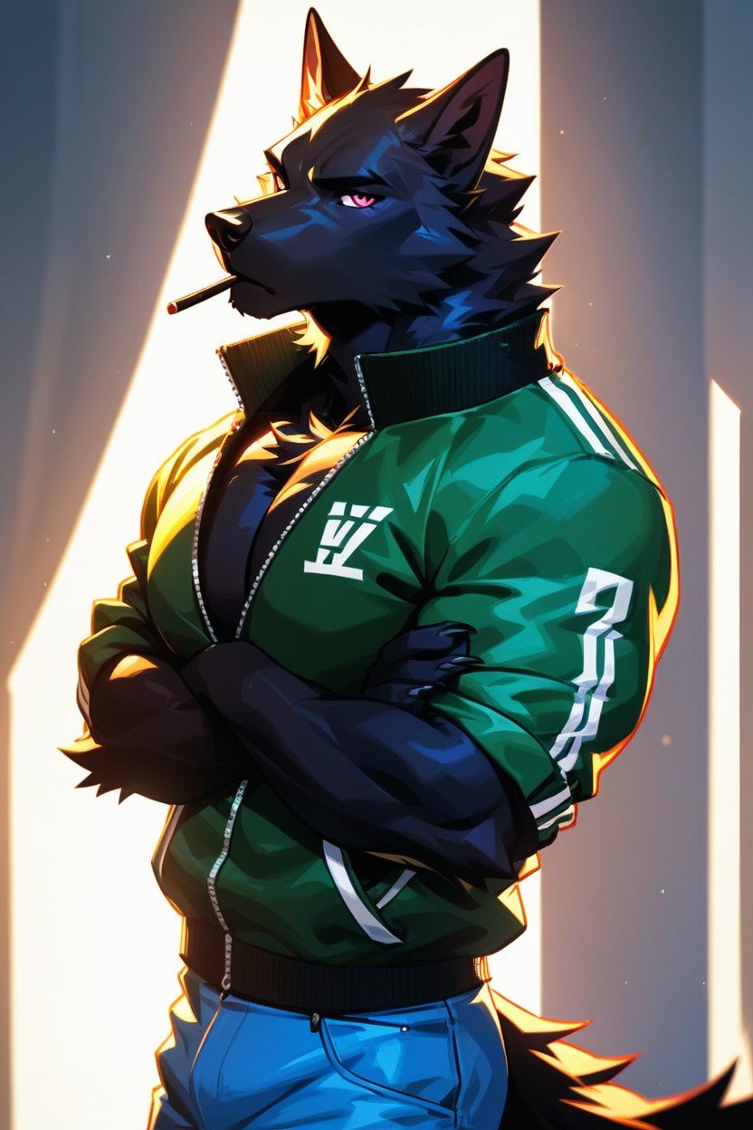 Sunny, Has His Hands Are In The Pockets Of His Jersey, Horny Attitude Furry AI Porn