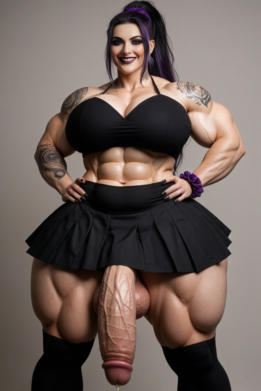 Hyper Gigantic Cock Glans, Tall Bulky Widest Amazonian Body, Flexing Biceps AI Porn